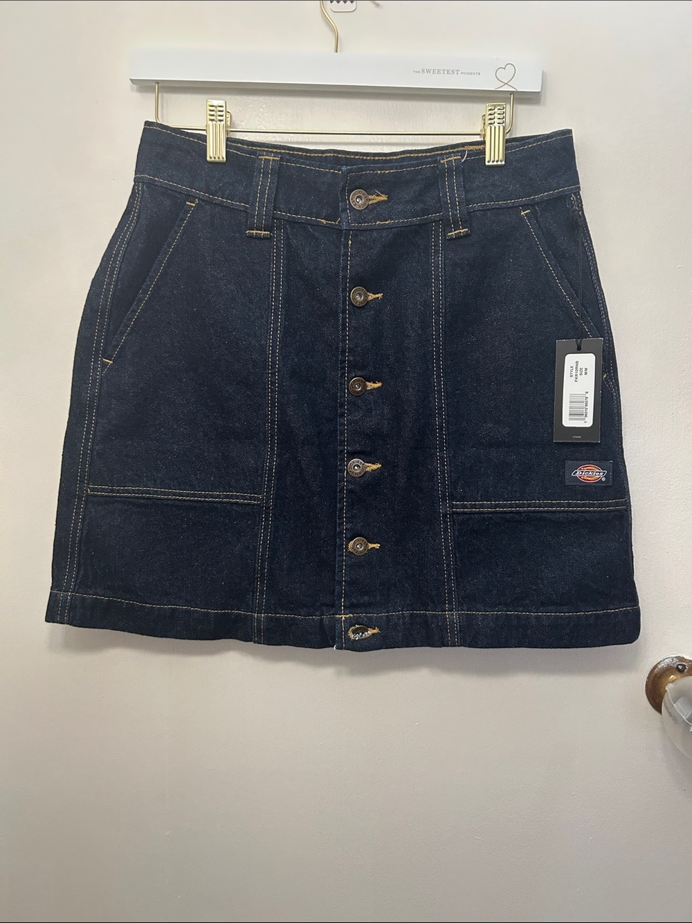 Dickies Navy Blue Button-Front Denim Mini Skirt
